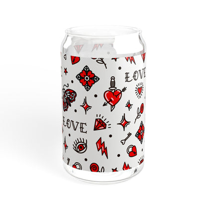 Bar Sipper Glass, Mason Jar Cup, Tattoo Designs Glass, Tattoo Pattern Summer Drinking Glass