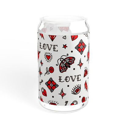 Bar Sipper Glass, Mason Jar Cup, Tattoo Designs Glass, Tattoo Pattern Summer Drinking Glass