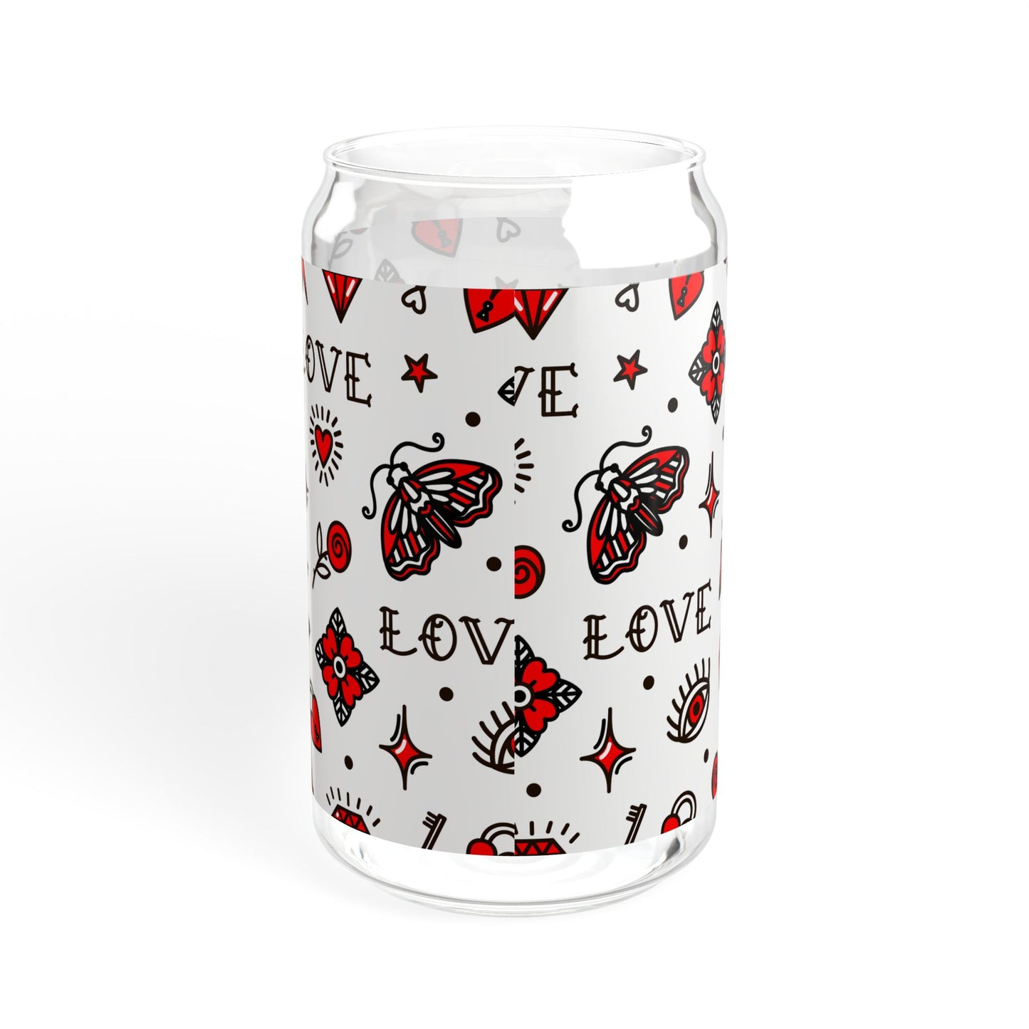 Bar Sipper Glass, Mason Jar Cup, Tattoo Designs Glass, Tattoo Pattern Summer Drinking Glass