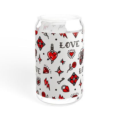 Bar Sipper Glass, Mason Jar Cup, Tattoo Designs Glass, Tattoo Pattern Summer Drinking Glass